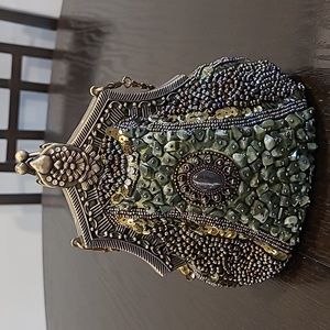 Vintage Elegant w/Beadwork Evening Clutch Crossbody Heavy Purse Bag